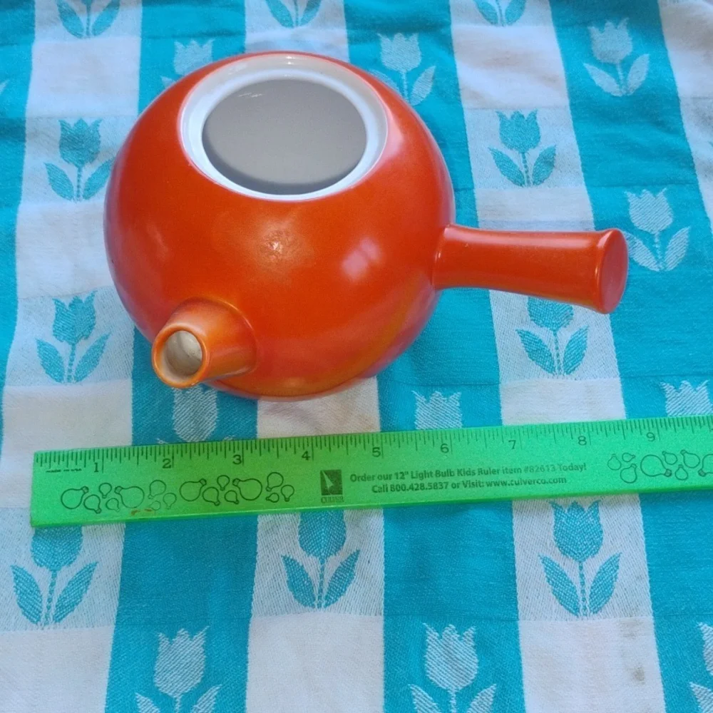 🪆  Teapot ORANGE JAPAN VINTAGE Collectible Retired CERAMIC POTTERY EVC